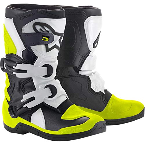 Alpinestars 2014518-12-12, Tech 3S-Botas (Talla Y12), Color Negro y Blanco Hombre, Multicolor, 40 EU