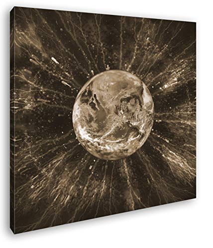 deyoli Erde Blauer Planet Efecto: Sepia como Imagen de Lienzo, diseño Enmarcado en Marco de Madera auténtica, impresión Digital Marco, sin póster ni Cartel, 40 x 40