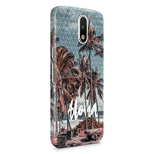 Funda Protectora de Plástico Duro para Motorola Moto G4 Plus Tropicale Palme Exótico Vacation Travel Tropical Palm Trees Sea Waves Sand Beach Miami Malibu Holiday Trip Funda Delgada y Ligera