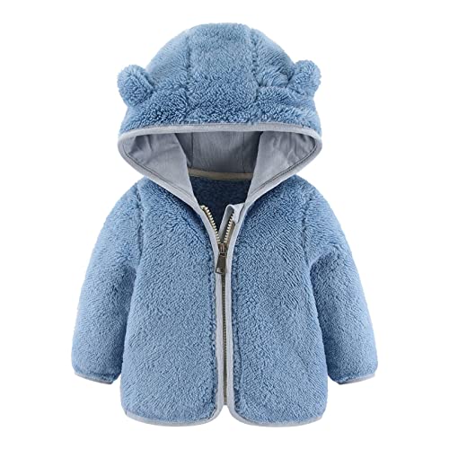 Recién nacido Bebé Niño Chaqueta Orejas Osos Con Capuchas Ropa exterior Cremallera Cálido Forro Polar Invierno Chaleco Ni, A1-blau, 12-18 Months