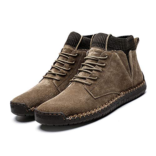 Tasty Life Botas De Nieve Masculinas, Botas De Moto De Invierno Cálidas De Felpa para Hombre con Botines Antideslizantes para Hombres, Zapatos De Trabajo Impermeables .(43,Khaki)