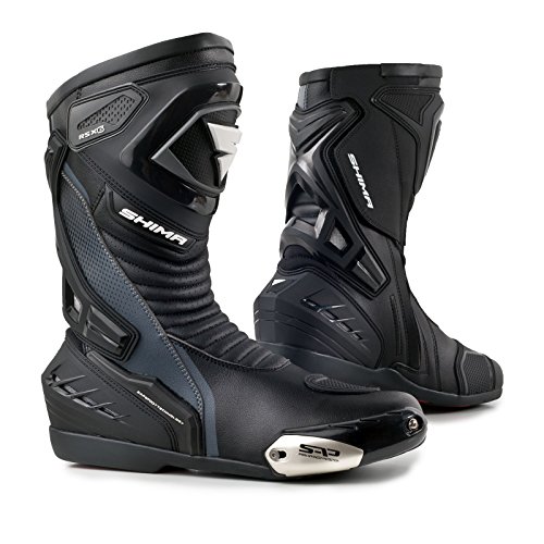 Botas Shima Rsx-6, de Piel, Hombre, Vintage Retro, para Conducir de Moto en Carretera, negro, 43