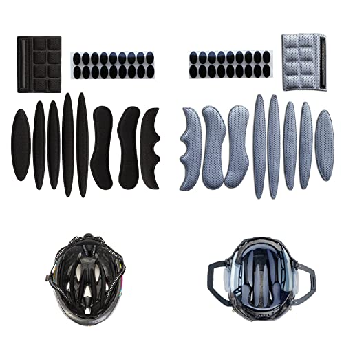 Lawen Creative 2 juegos de almohadillas universales para casco de bicicleta, almohadillas interiores para casco de moto, almohadillas de espuma con velcro para la barbilla (negro y gris)