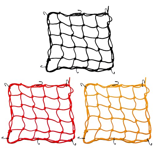 3 Piezas Red de Equipaje para Motocicleta Red de Tension Estirar elástico Durable Proteja los Cascos, Maletas, Bolsos y Otros artículos en Bicicletas o Motocicletas de Las caídas（3 Colores）