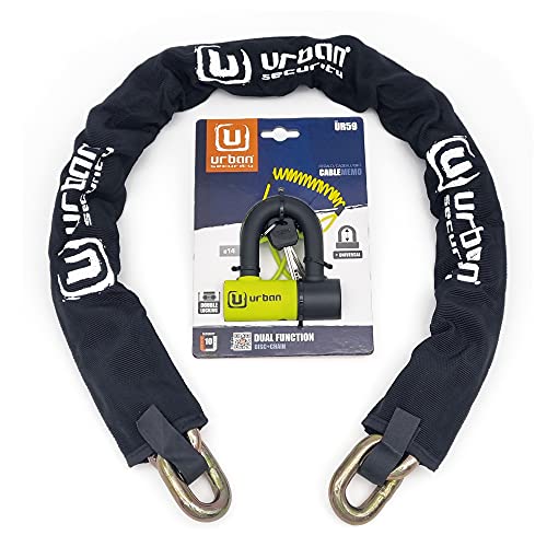 UR59K120 Antirrobo Moto Cadena de Acero Endurecido de 13.5mm con Sólido candado Mini U 14mm, 120cm