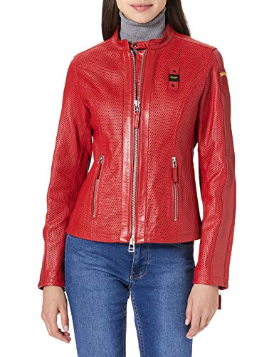 Blauer Pelle Capo Spalla Foderato Chaqueta de Cuero, 547 Rojo Vivo, XL para Mujer