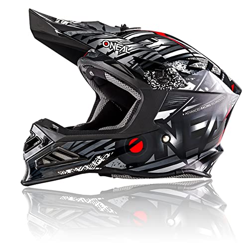 O'NEAL | Casco de Motocross | Motocicleta Enduro | Innovadora y Ligera Carcasa Exterior de Fibra de Vidrio, Cierre de Seguridad en Doble D | F-SRS Helmet Synthy | Adulto | Negro | Talla XXL