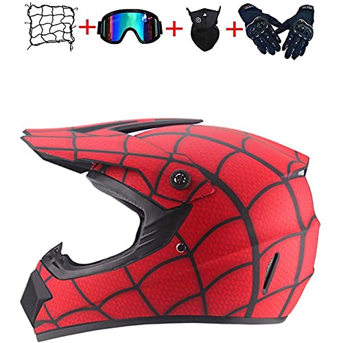 Casco de motocicleta para niños, motocross conjunto bicicleta de montaña de cara completa con gafas, protector facial, equipo de protección para quad de descenso, cross-country, protección