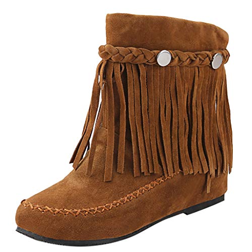 Botas de mujer British Style Short Tube Frosted Borla Botas National Wind Wind, color Negro, talla 39 EU