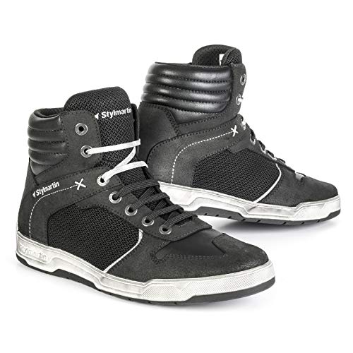 STYLMARTIN ATOM - Zapatillas deportivas para moto con protección para los nudillos, talla 45, color negro