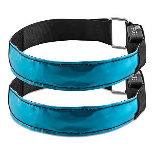kwmobile 2X Pulsera Reflectante LED - Brazalete Reflectante XL para Correr Trotar Hacer Ciclismo etc - Cintas con Luces en Azul